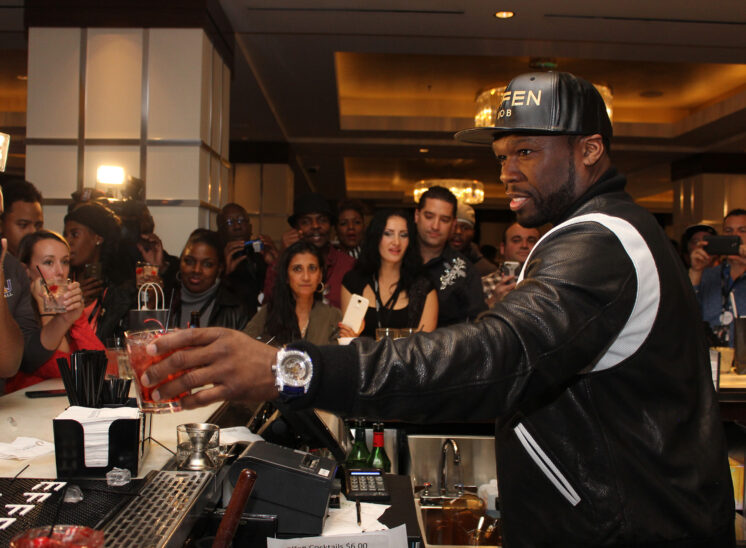 50 Cent hands out drink in Cleveland