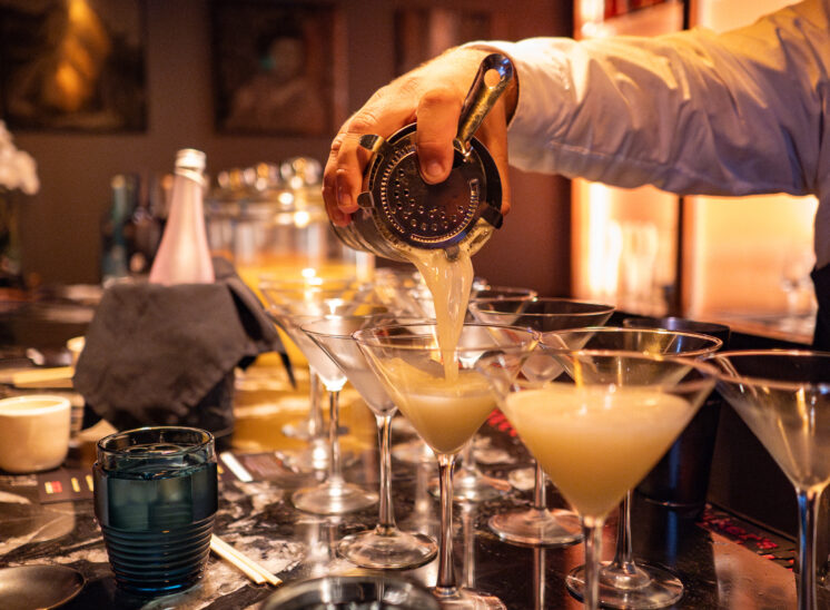 Bartender pours drinks at Cleveland event