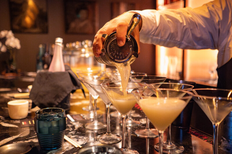 Bartender pours drinks at Cleveland event