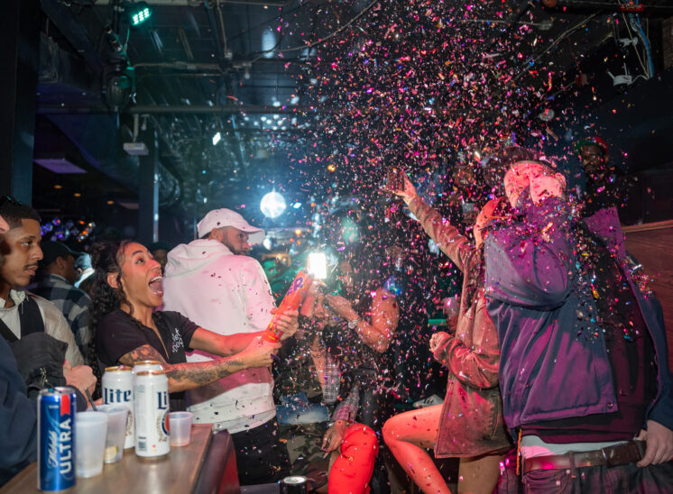 Confetti fills the bar in Cleveland