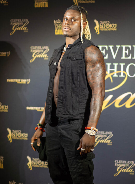 David Njoku of the Cleveland Browns at fashion show