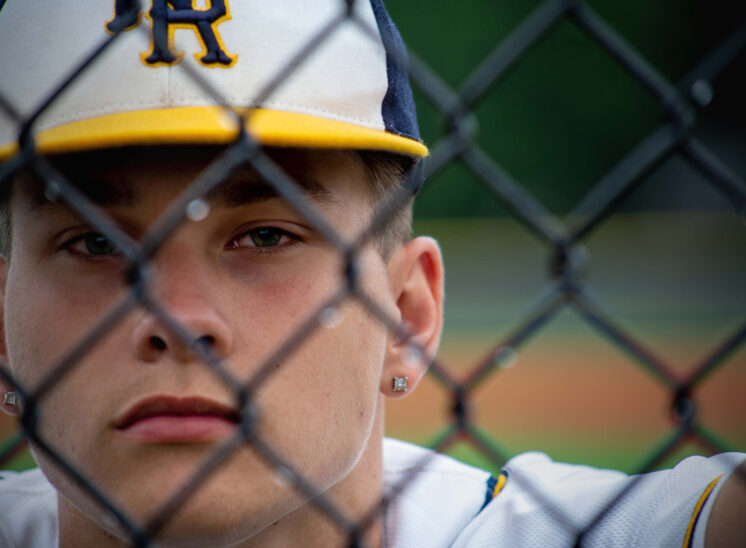 high school baseball player close up