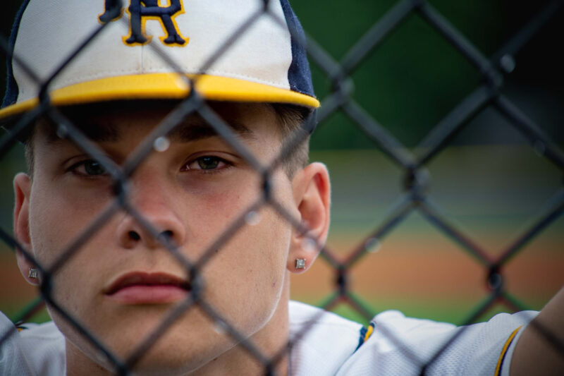 high school baseball player close up