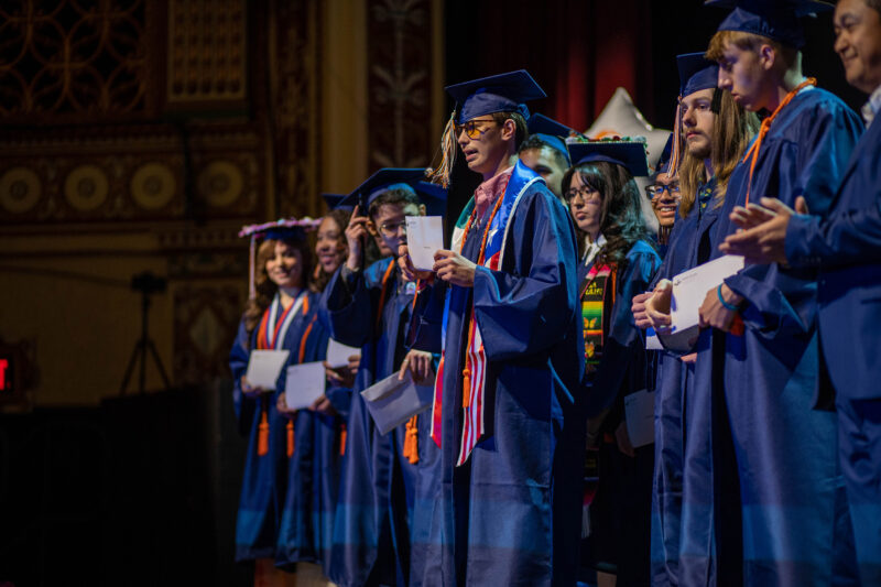 High school graduates on stage