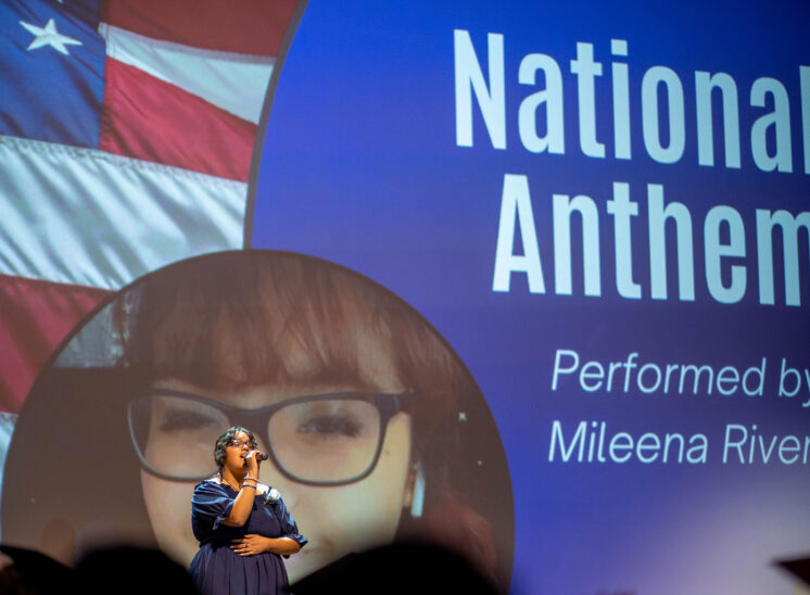 High school senior sings national anthem