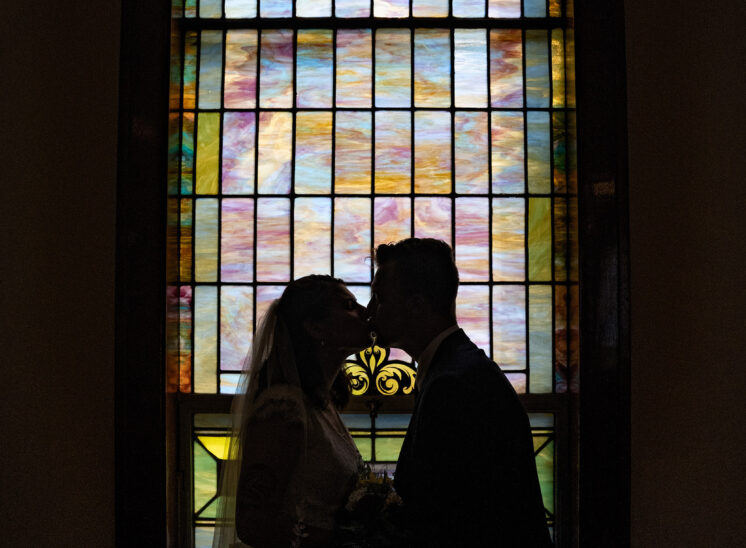 Wedding photo of couple silhouette