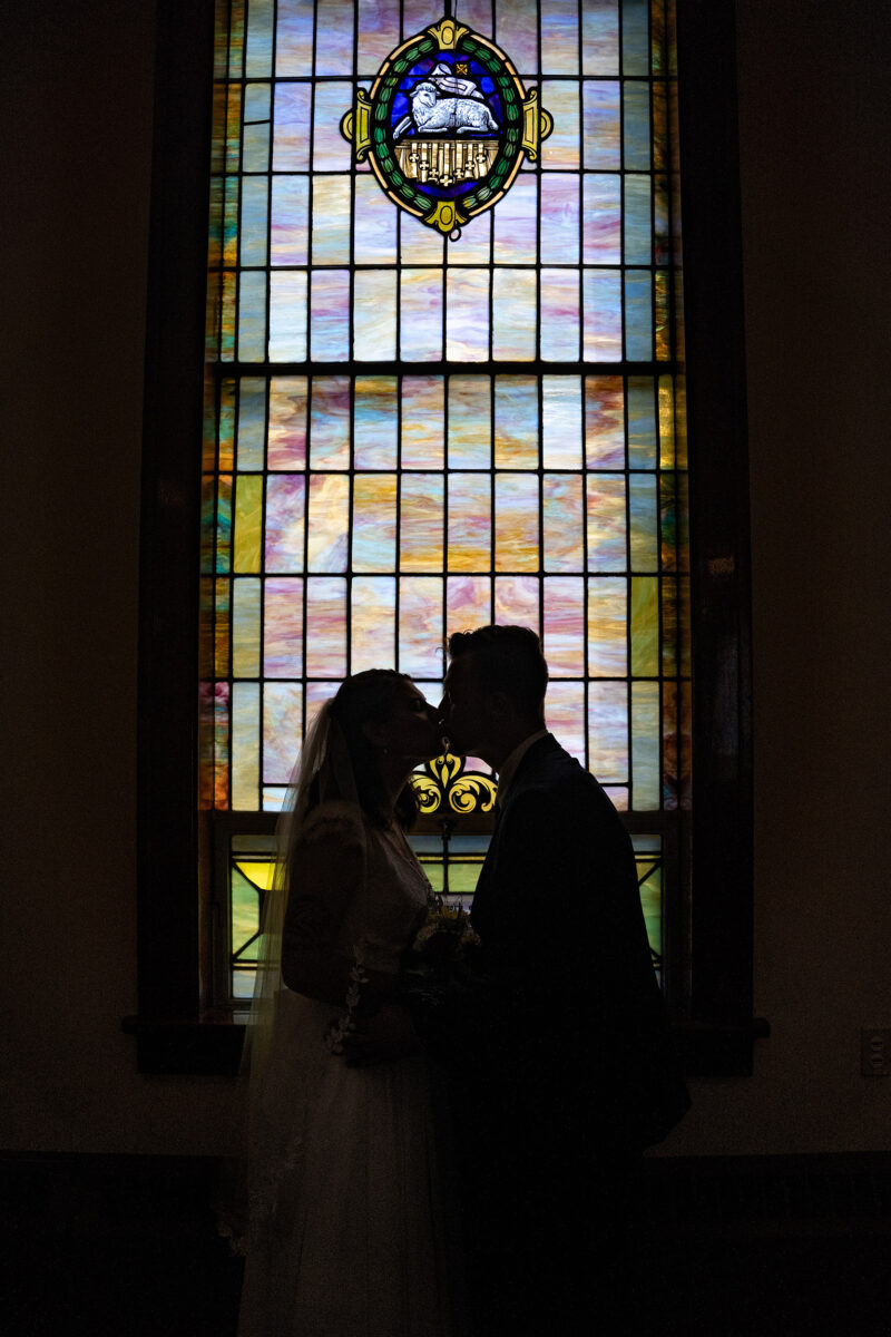 Wedding photo of couple silhouette