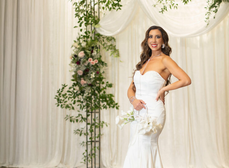 Bride to be poses for bridal photos